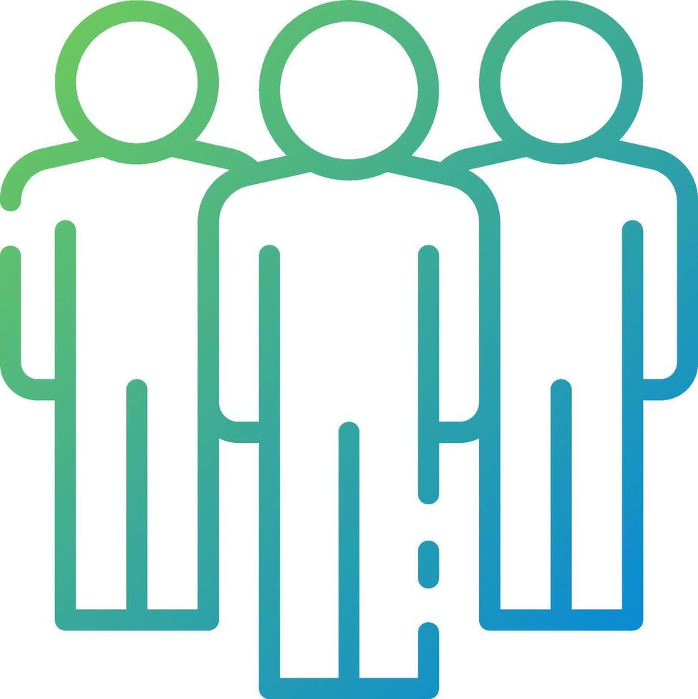 A group of people with a blue and green outline vector