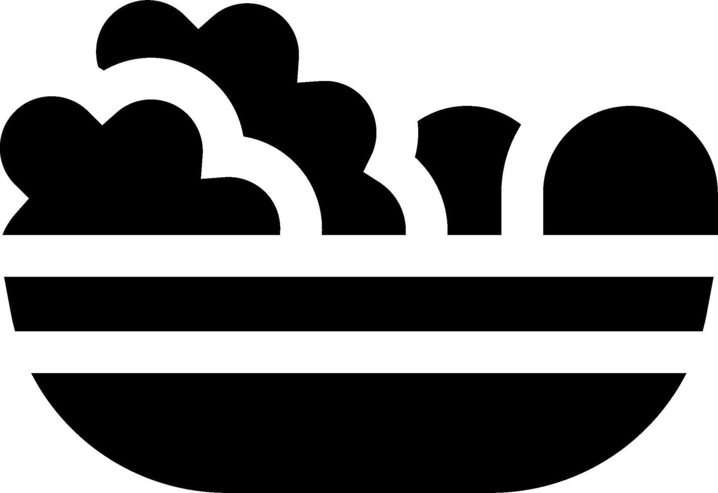 A black and white illustration of a bowl of food vector