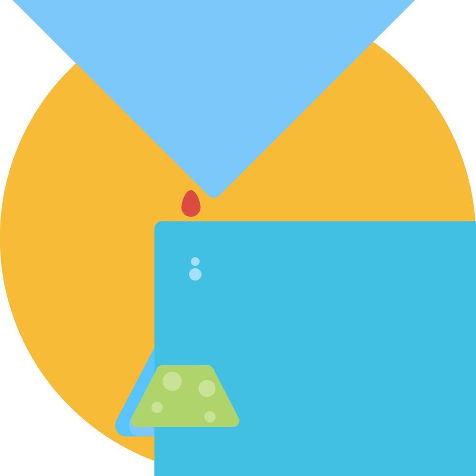 A blue and yellow circle with a red liquid in it vector