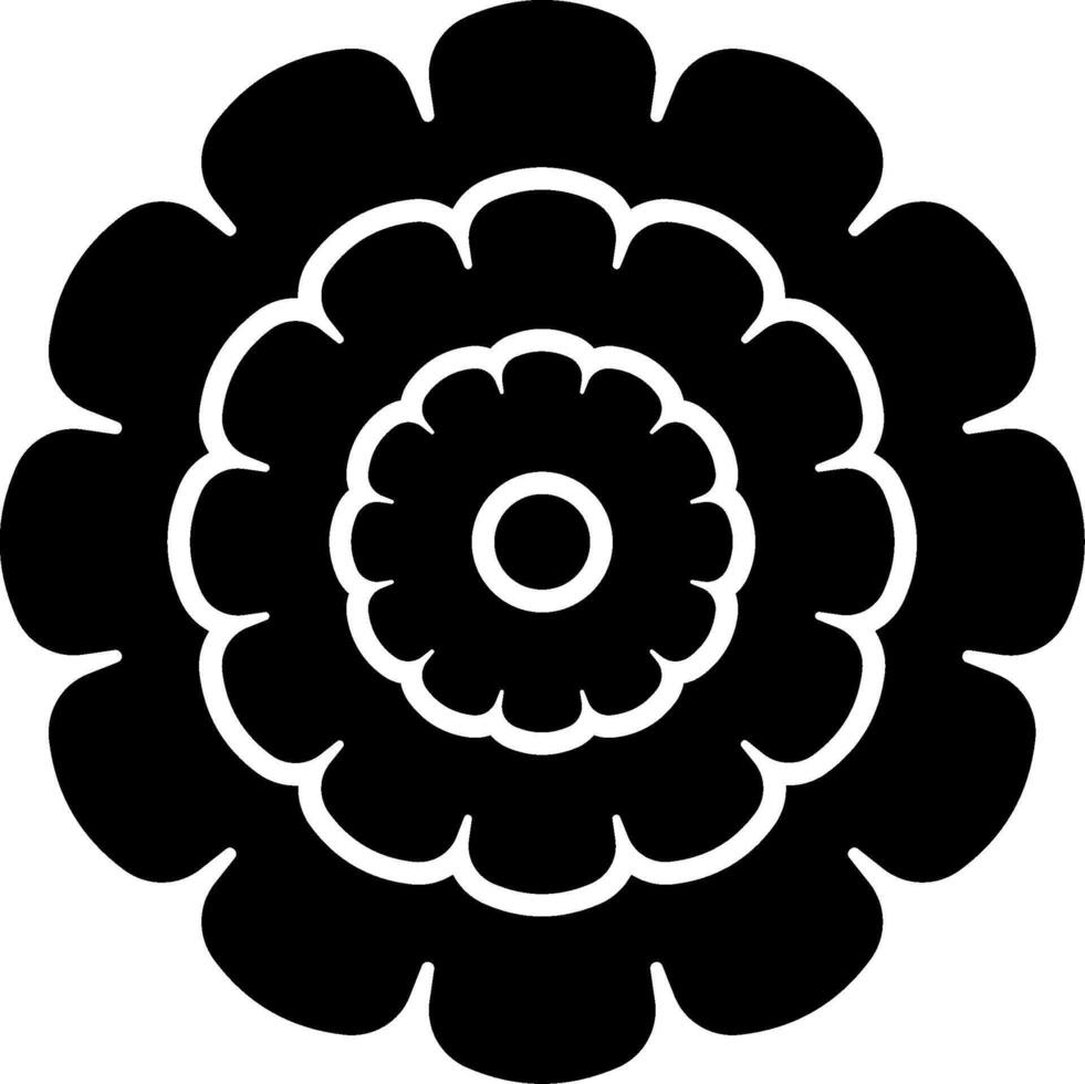 A black and white flower with a central flower vector