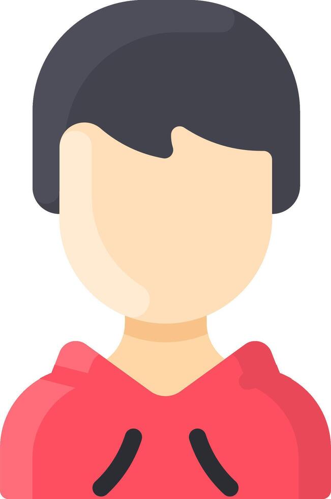 A man in a red hoodie with black hair vector