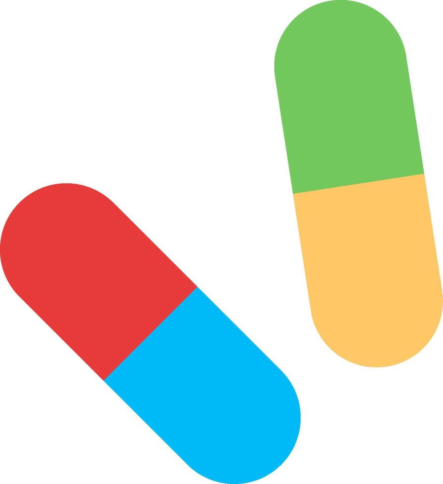 Two colorful pills with one red and one blue vector