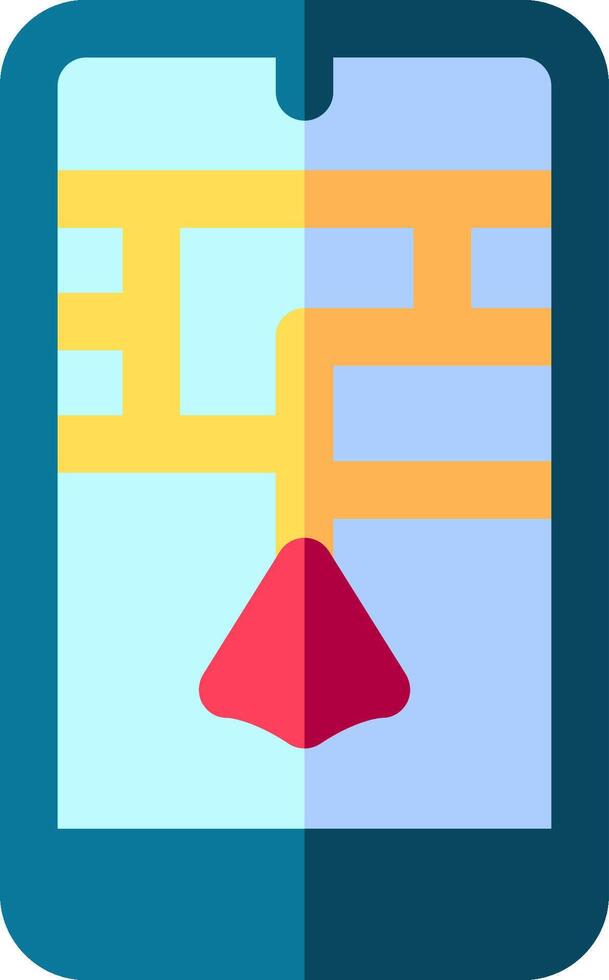 A phone with a red nose and a yellow arrow vector