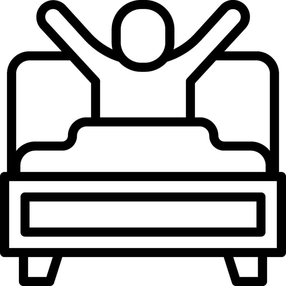 A man is sitting in bed with his arms up vector