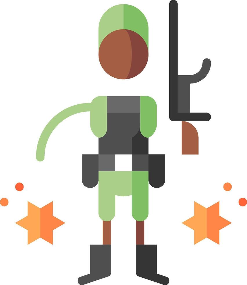 A cartoon soldier holding a gun and pointing at stars vector