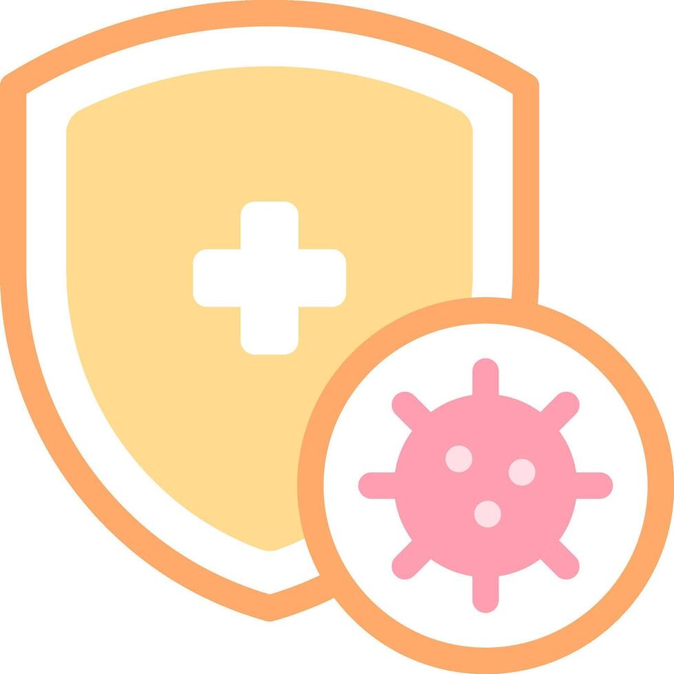 A shield with a cross and a virus icon vector