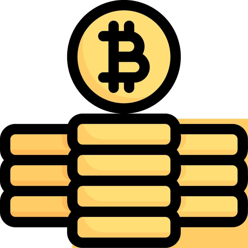 Bitcoin icon with stacks of coins vector