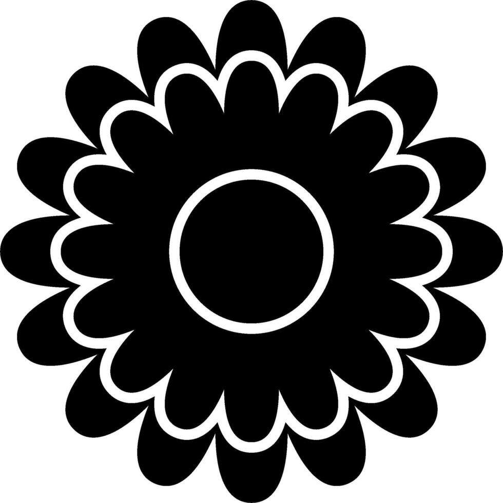 A black and white flower with a white center vector