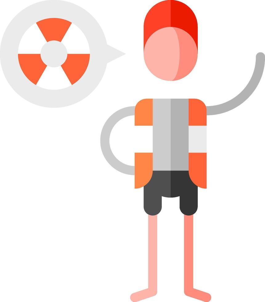A man in a life vest with a speech bubble vector