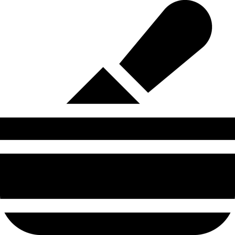 A black and white image of a bowl with a spoon vector
