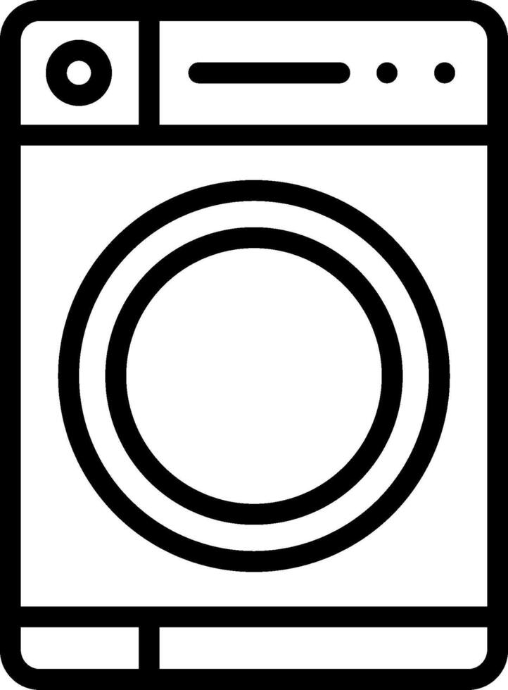 A black and white illustration of a washing machine vector