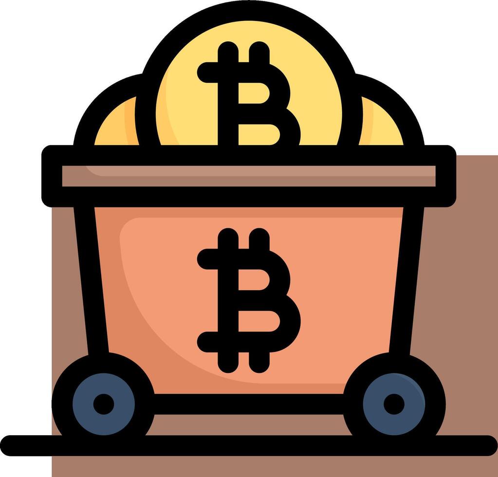 Bitcoin in a bucket icon vector