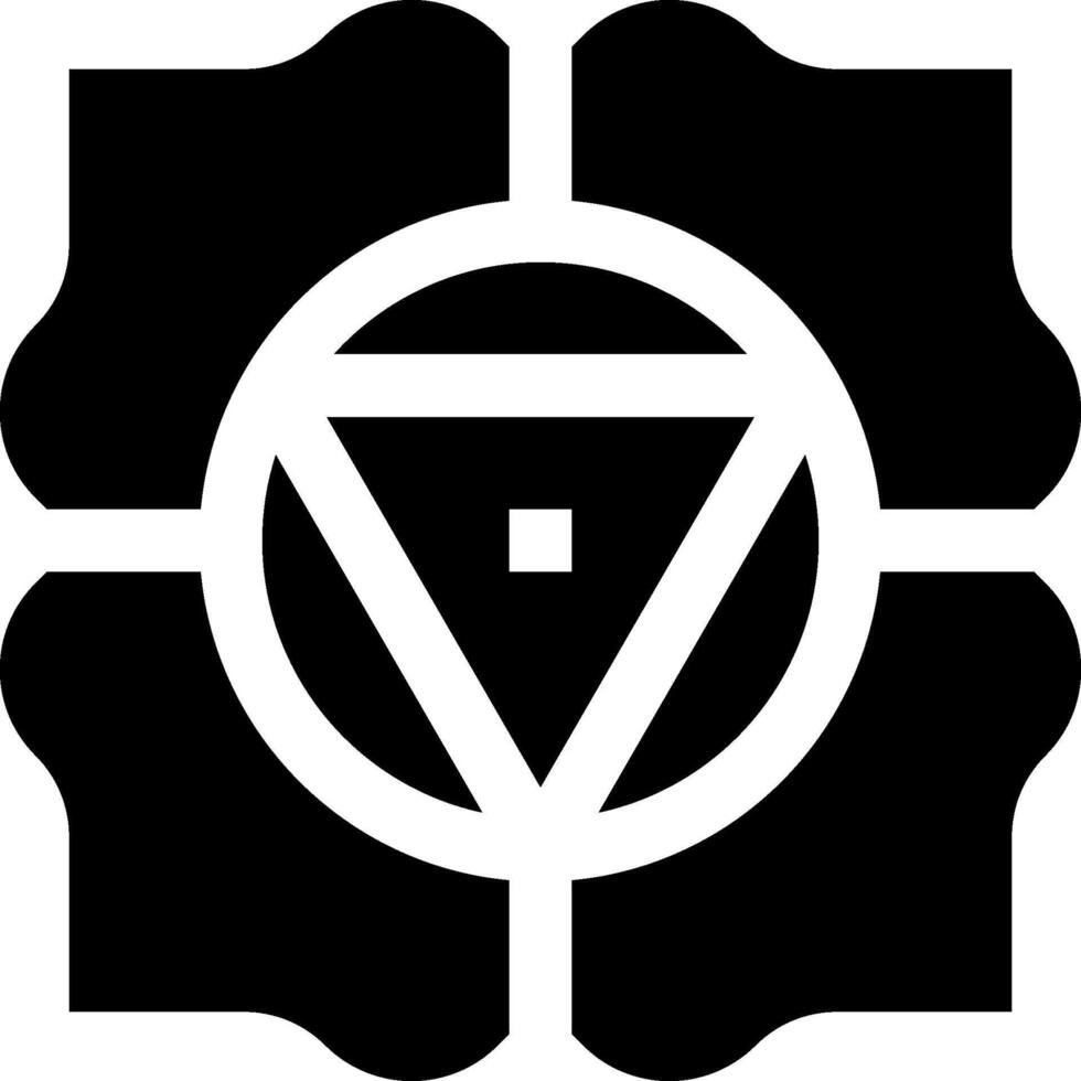 The symbol for the chakra is shown in black and white vector