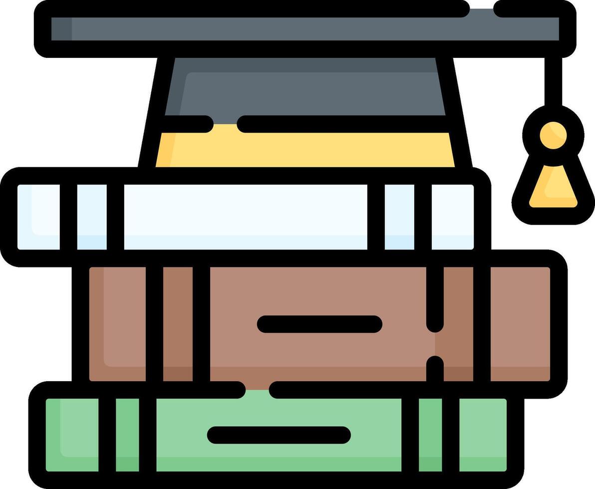 Graduation cap icon with books and mortar board vector