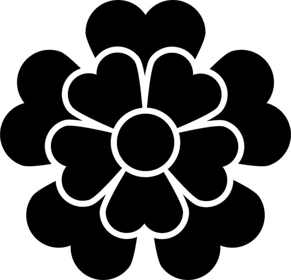 A black and white flower with four petals vector