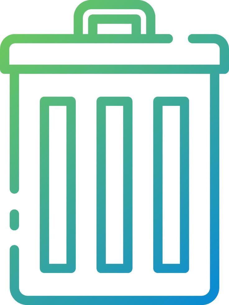 A trash can icon with a green and blue color scheme vector