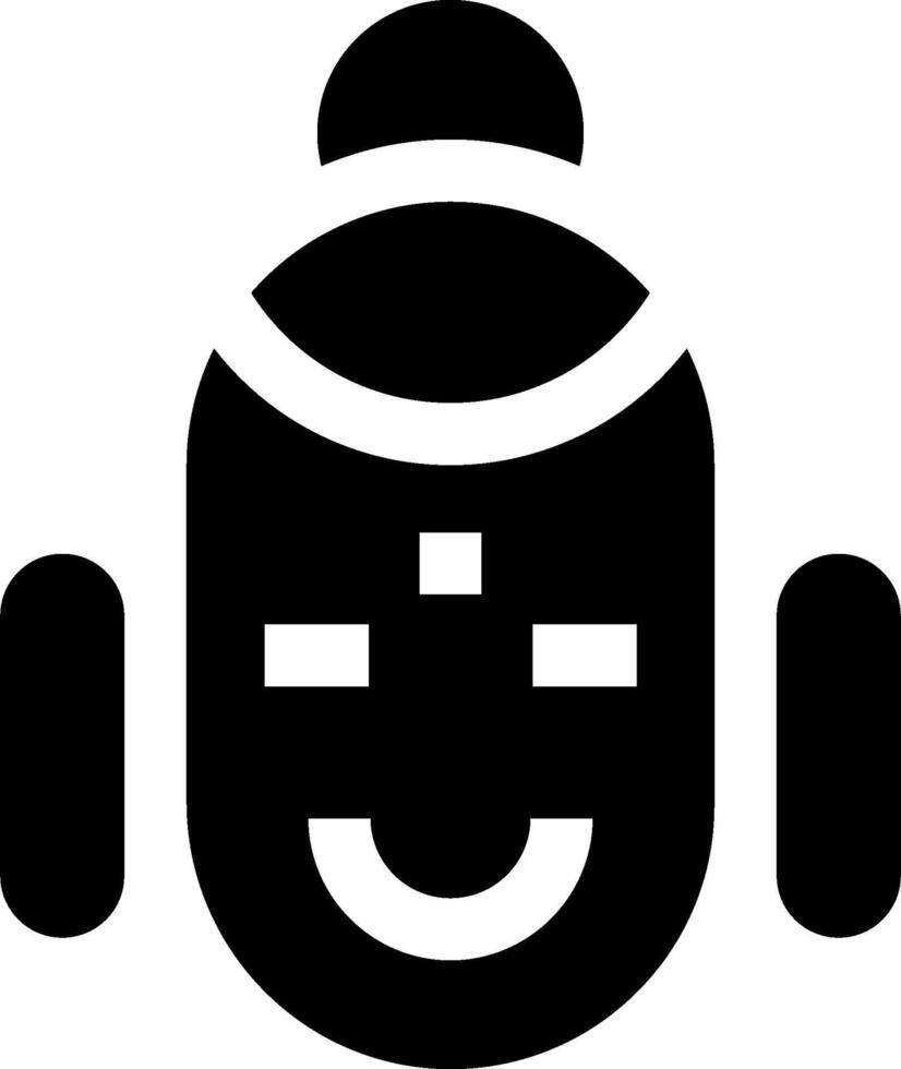 A black and white icon of a smiling buddha vector