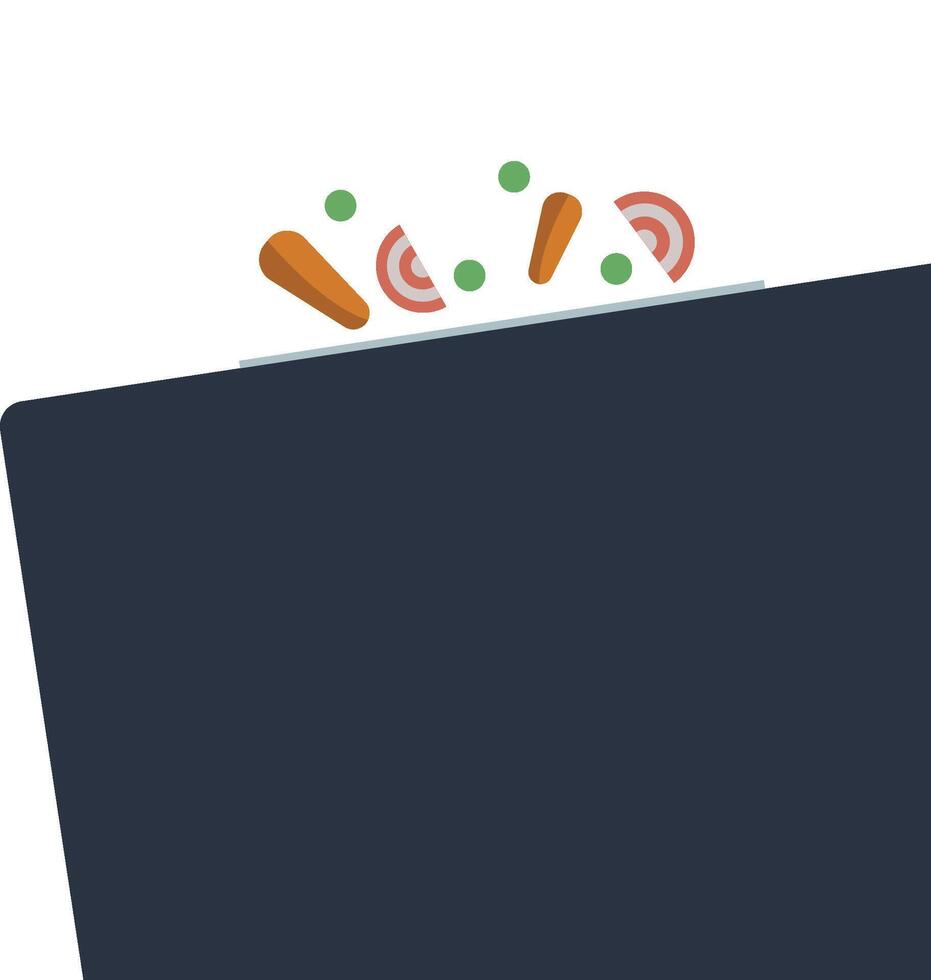 A black box with vegetables and carrots on it vector