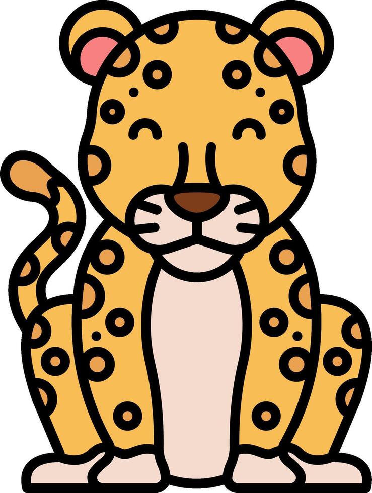 A cartoon leopard sitting down with its eyes closed vector