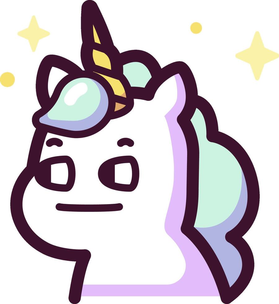 A cartoon unicorn with a blue and white mane vector