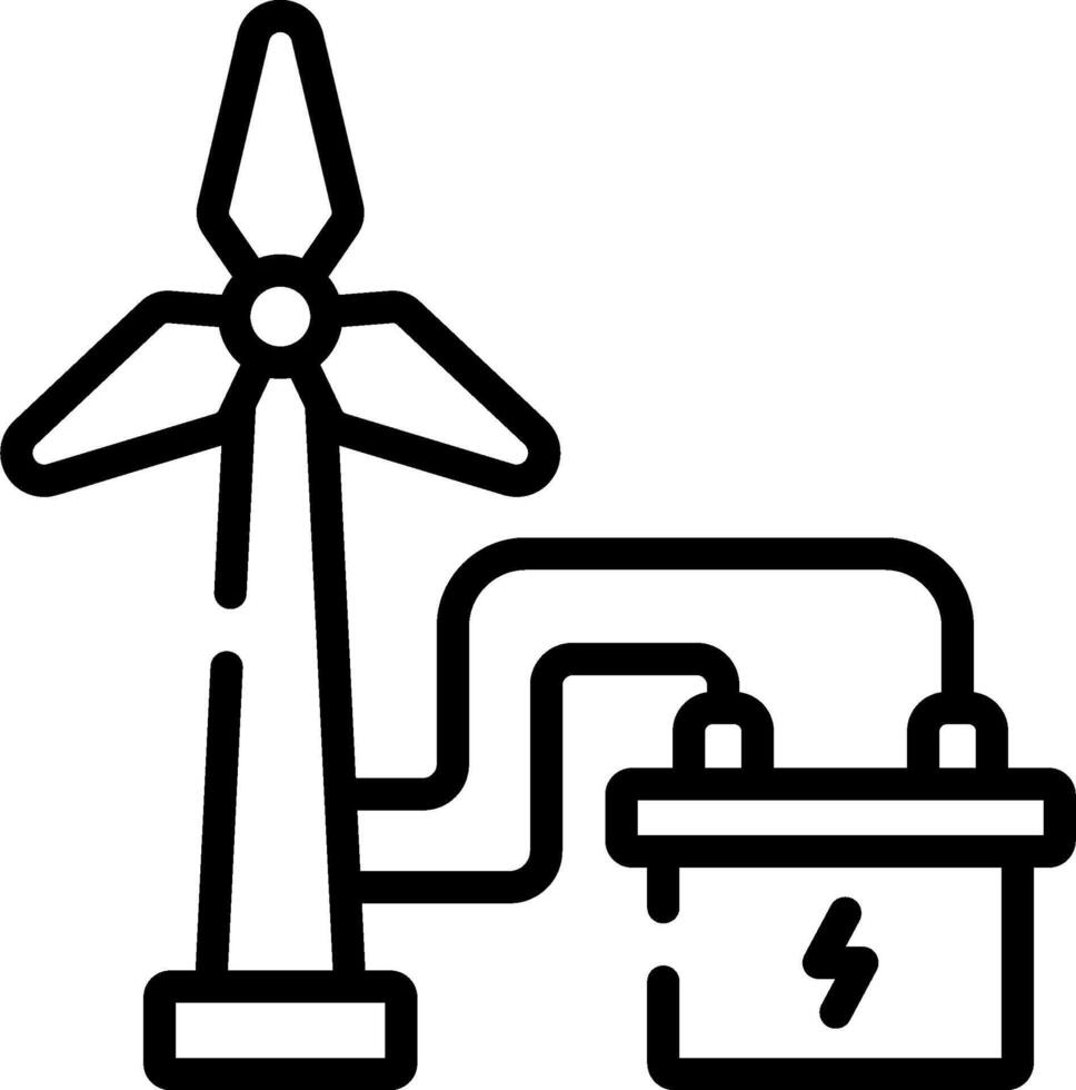 A wind turbine and battery icon vector
