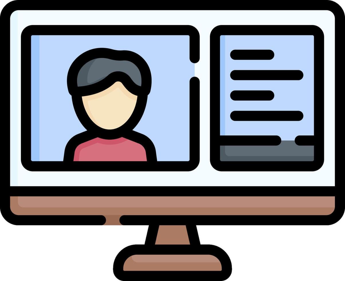 A computer screen with a person on it vector