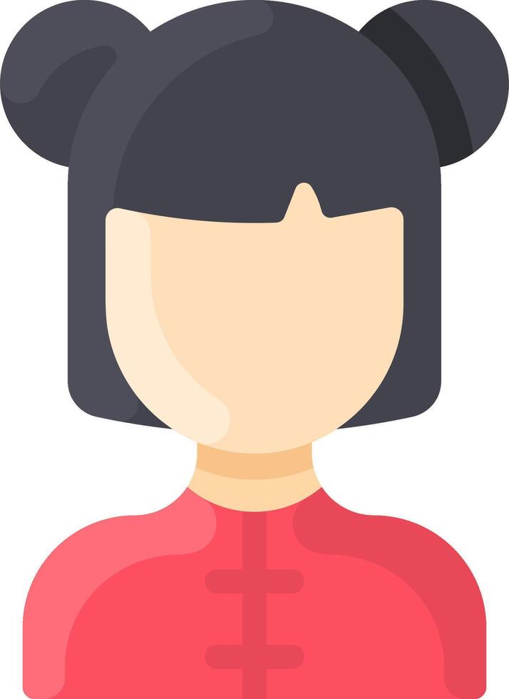 A woman with black hair and a red shirt vector