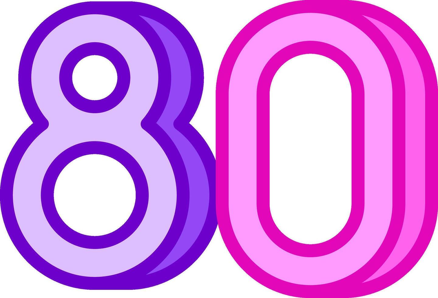 The 80th birthday logo is shown in purple and pink vector