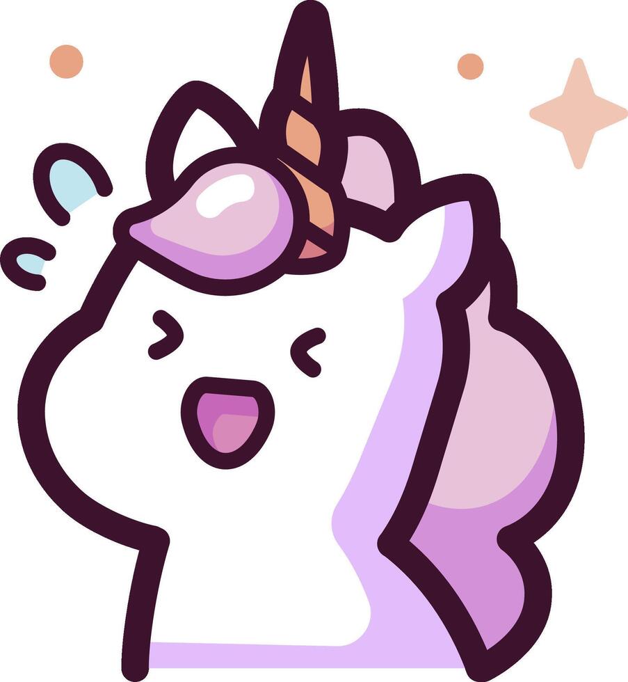A cartoon unicorn with a purple mane and a pink horn vector