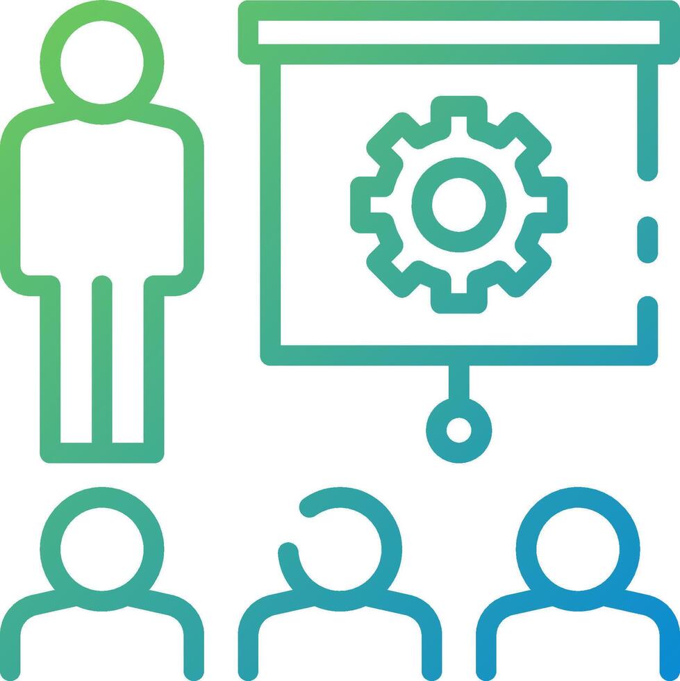 A group of people with a presentation on a white background vector
