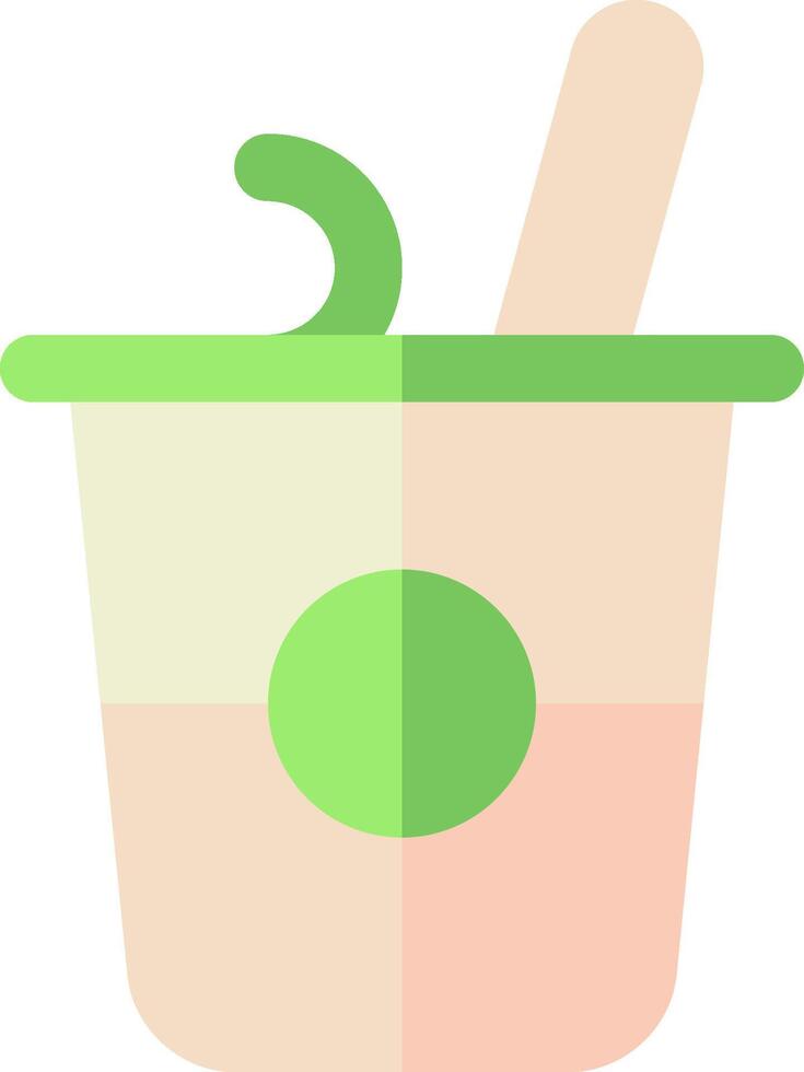 A cup with a spoon and a green fruit in it vector