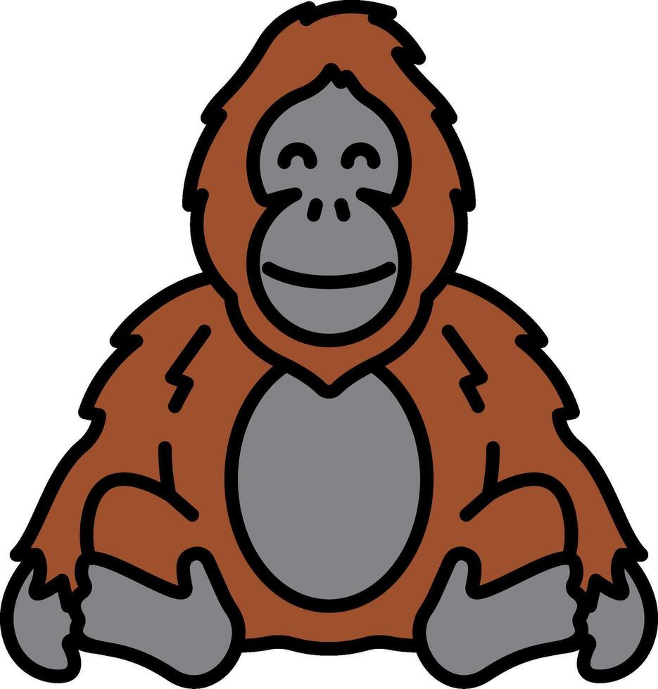 An image of a cartoon orangutan sitting down vector