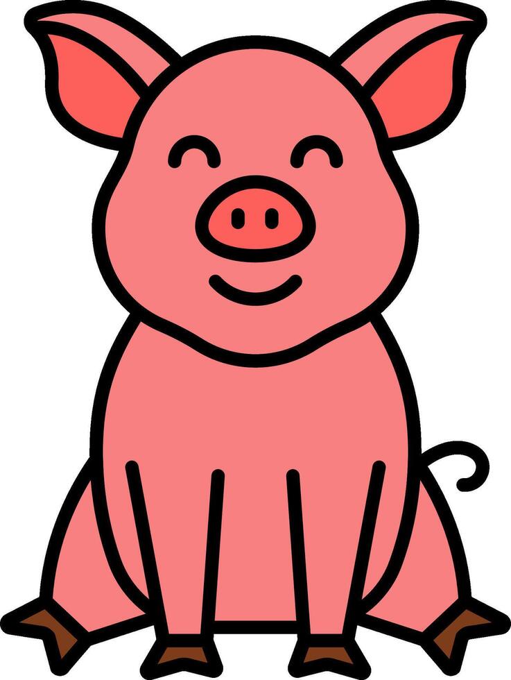 A cartoon pig sitting on the ground vector