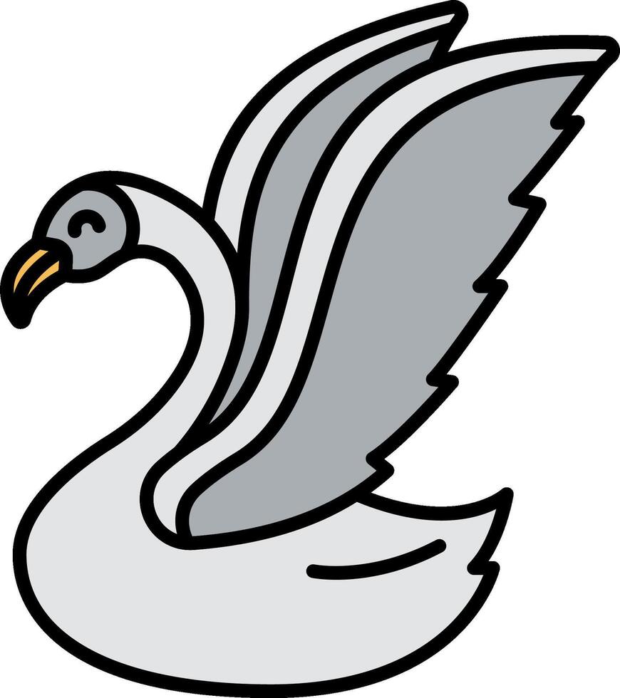 A cartoon swan with wings spread out vector