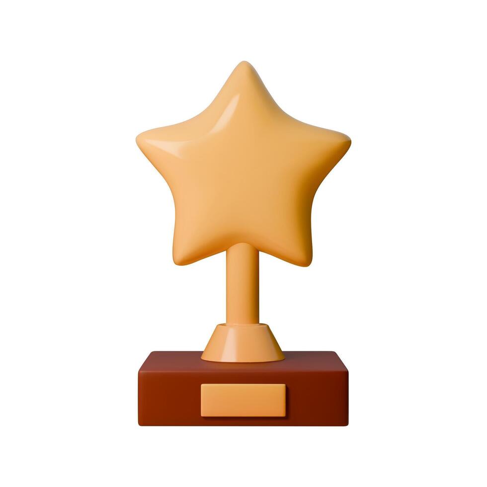 3D illustration of trophy in the shape of star on base. Ideal for awards, success, achievements, and motivational projects. Perfect for logo design, banners, and certificates vector