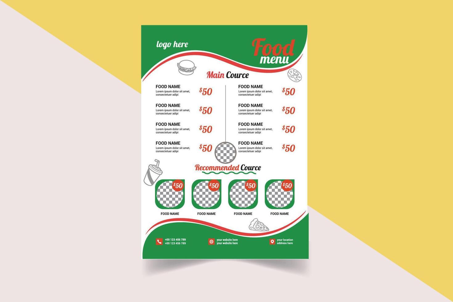 food menu design template vector