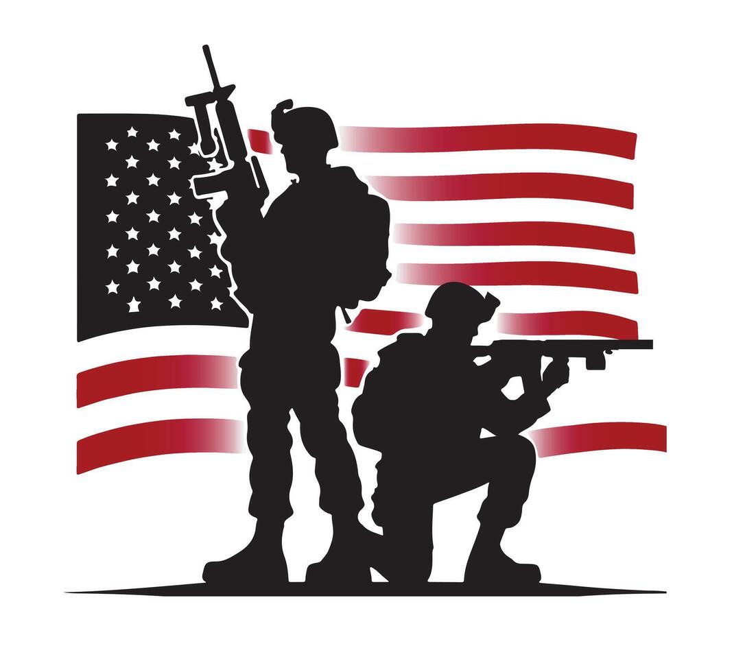 Veteran day background silhouette vector