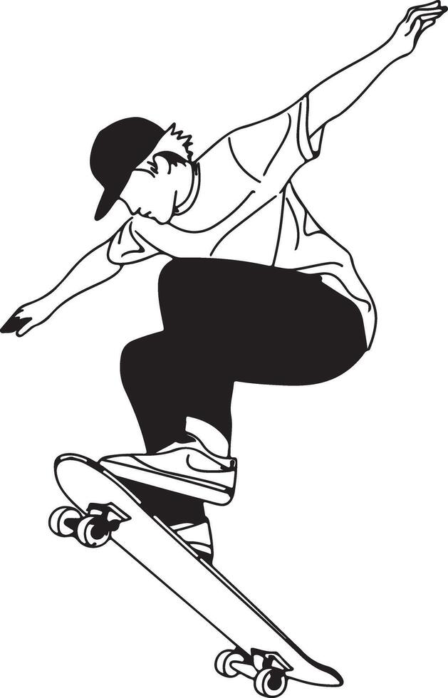 A minimalist illustration of a skateboarder vector