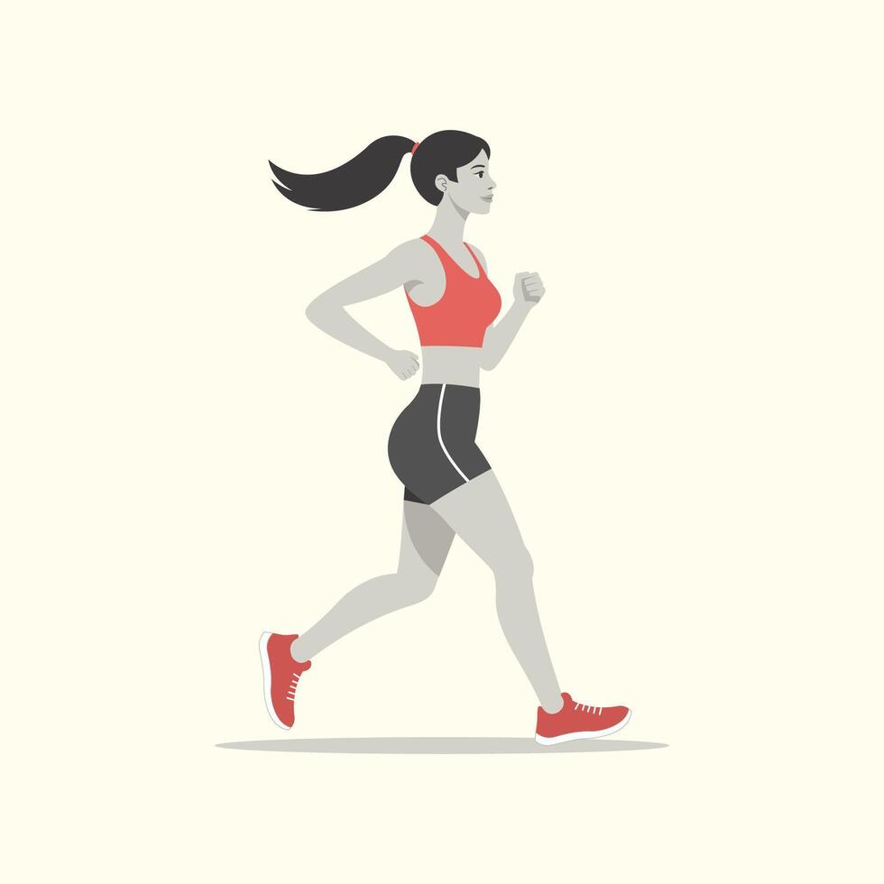 A Woman Running or Jogging Character Illustration Flat Design vector