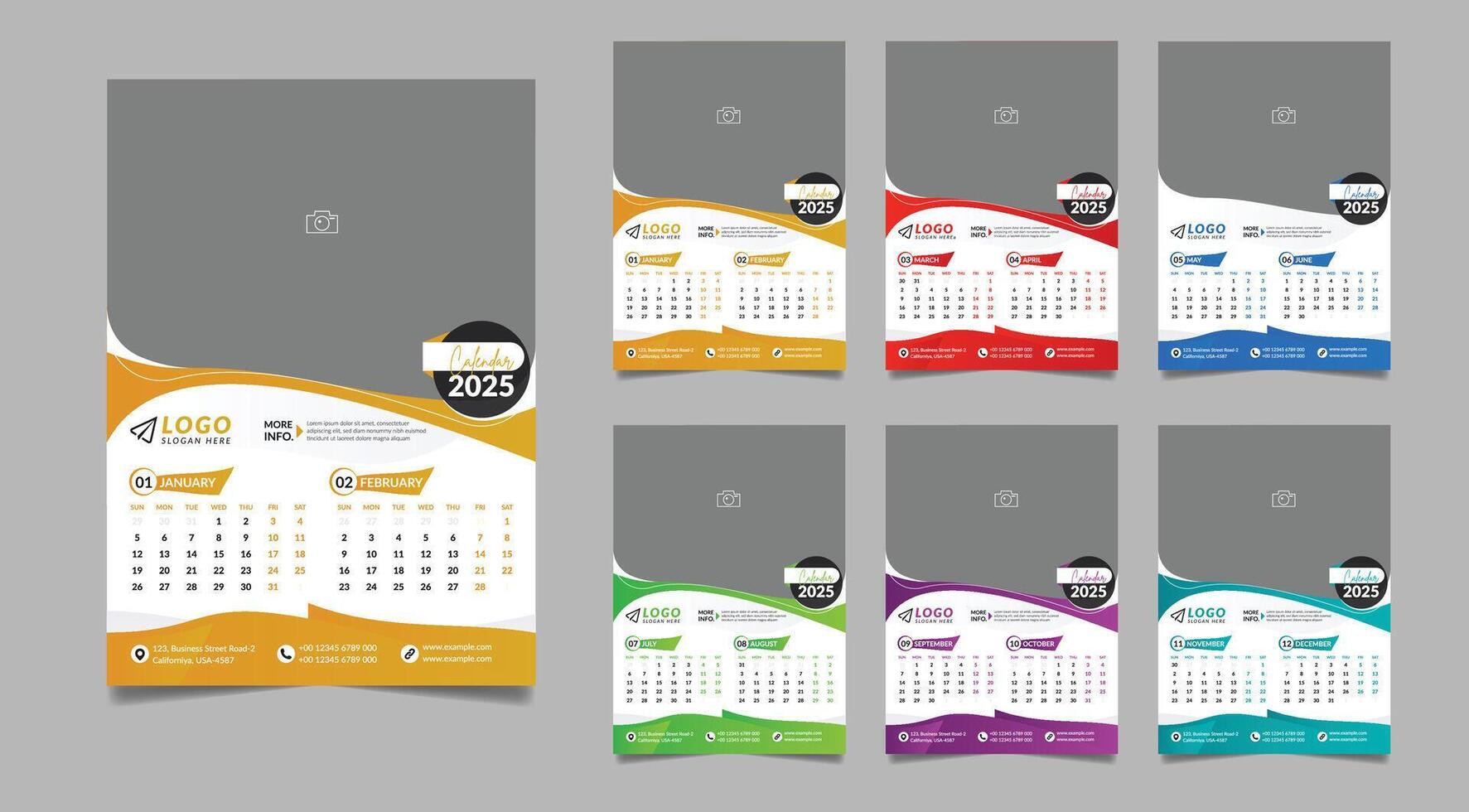 2025 Wall Calendar Design vector