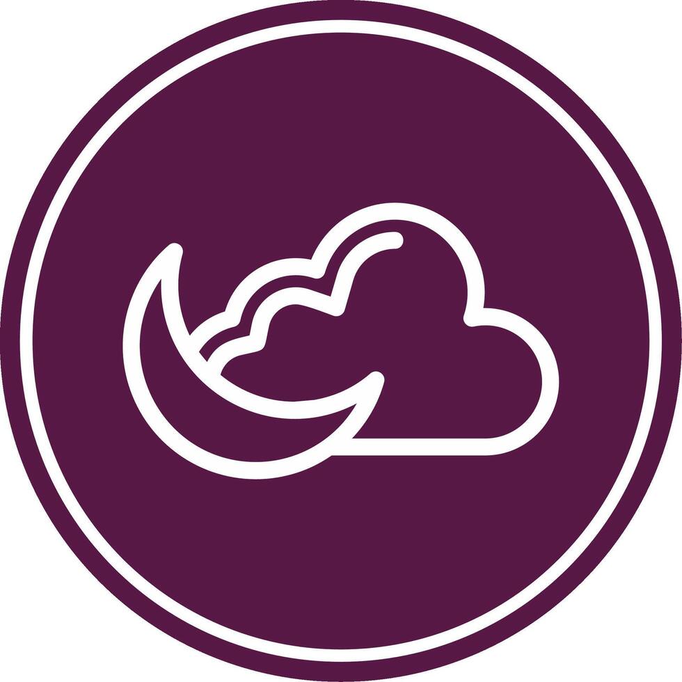Cloudy Night Line Circle Icon vector