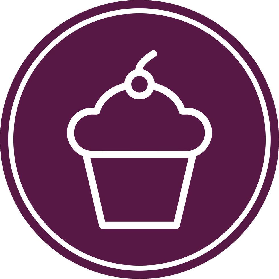 Cup Cake Line Circle Icon vector