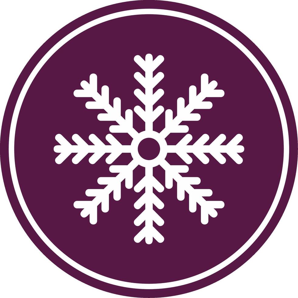 Snow Flake Line Circle Icon vector