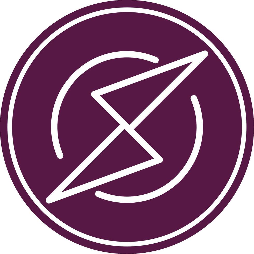 Thunder Bolt Line Circle Icon vector