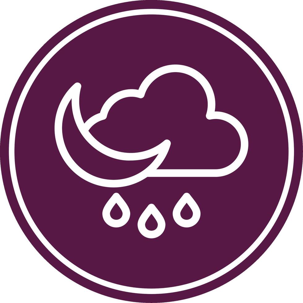 Rainy Night Line Circle Icon vector