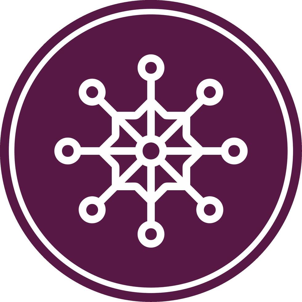 Snow Flake Line Circle Icon vector