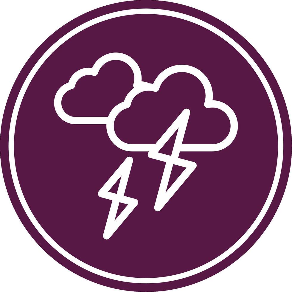 Thunder Storm Line Circle Icon vector