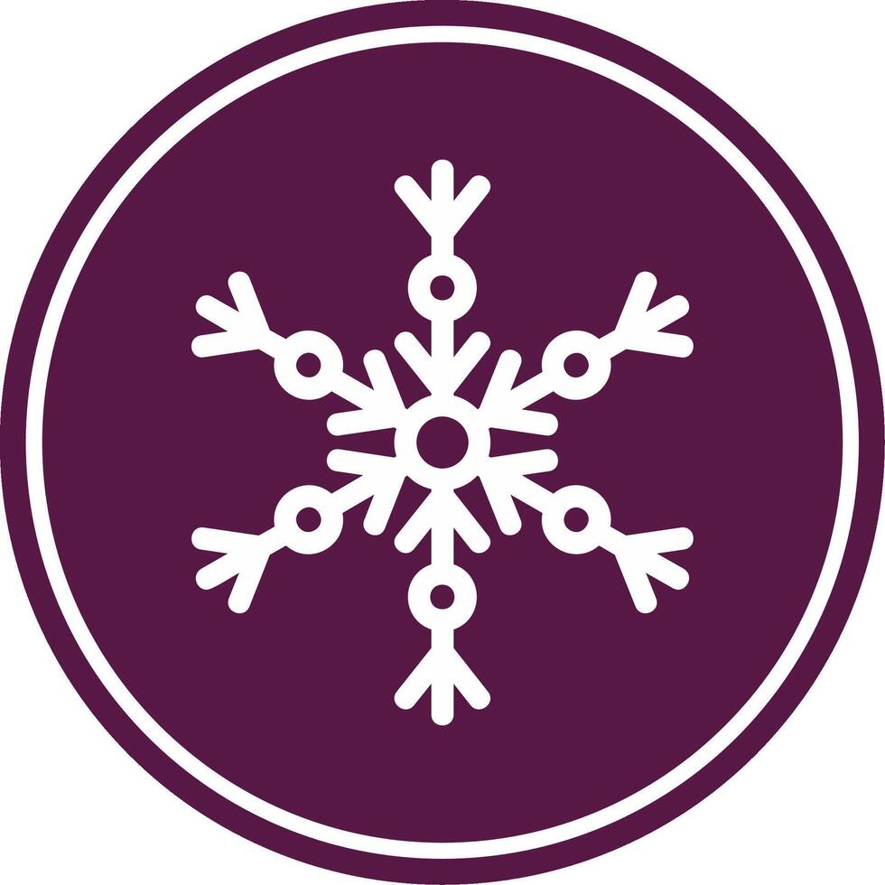 Snow Flake Line Circle Icon vector