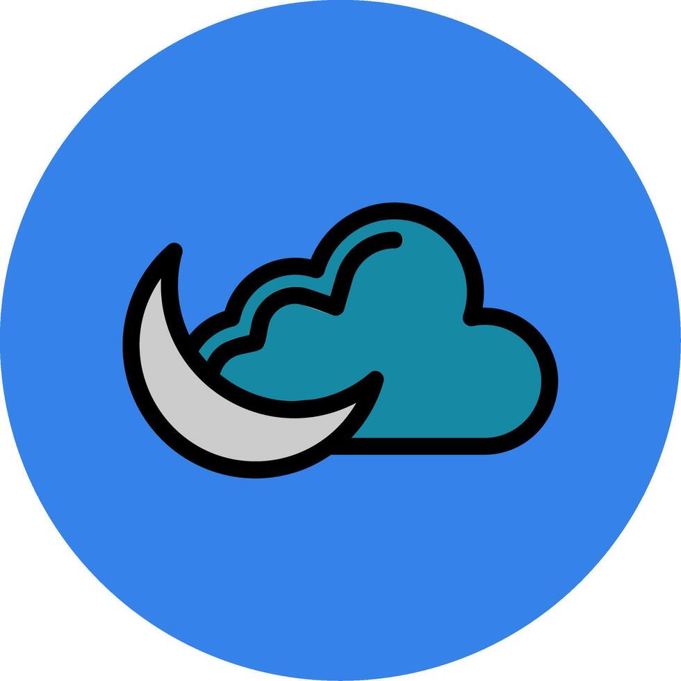 Cloudy Night Filled Multi Circle Icon vector