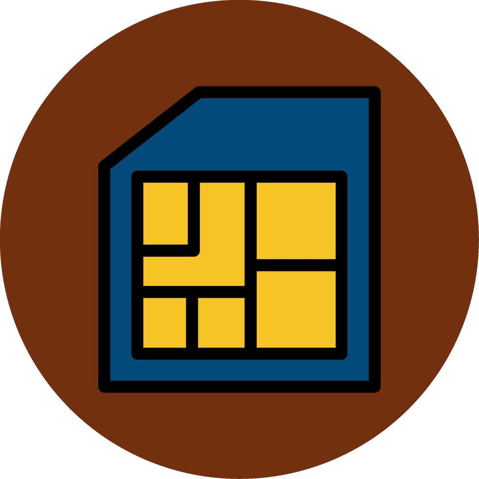 Sim Card Filled Multi Circle Icon vector
